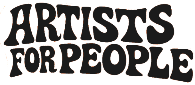 text that says artists for people (logo)